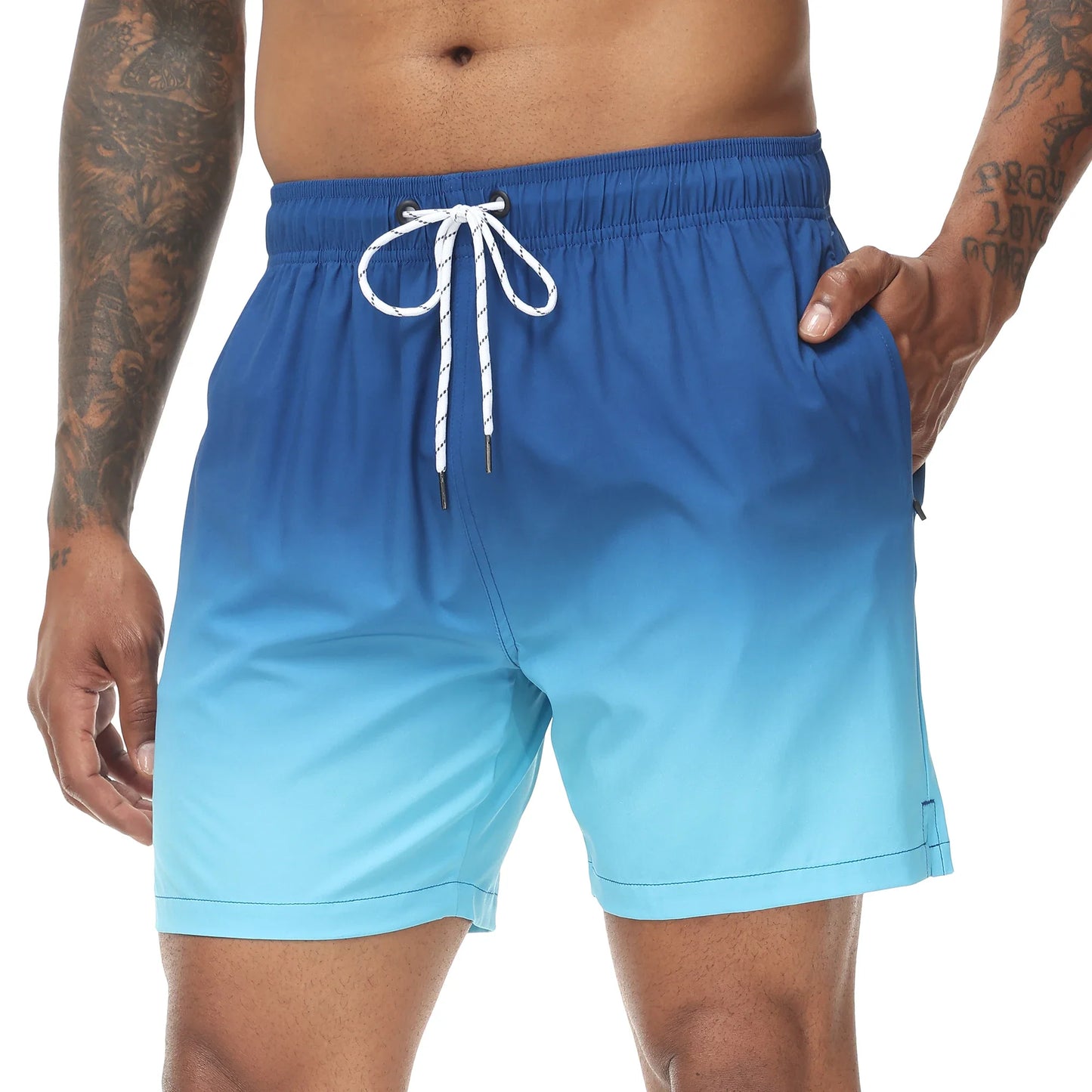 Herrebadeshorts med gradient – Orange solnedgangsfade og snor