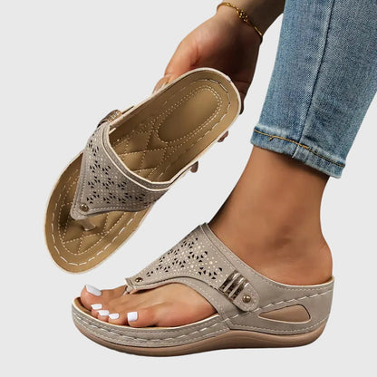 Momount Dame Slip-On Kilesandaler med Tårem – Læder Laserskåret Tårem Quiltet Fodseng