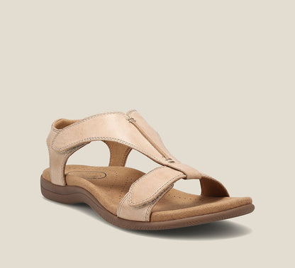 Momount ortopædiske sandaler dame – læder med velcro og svangstøtte til gåture