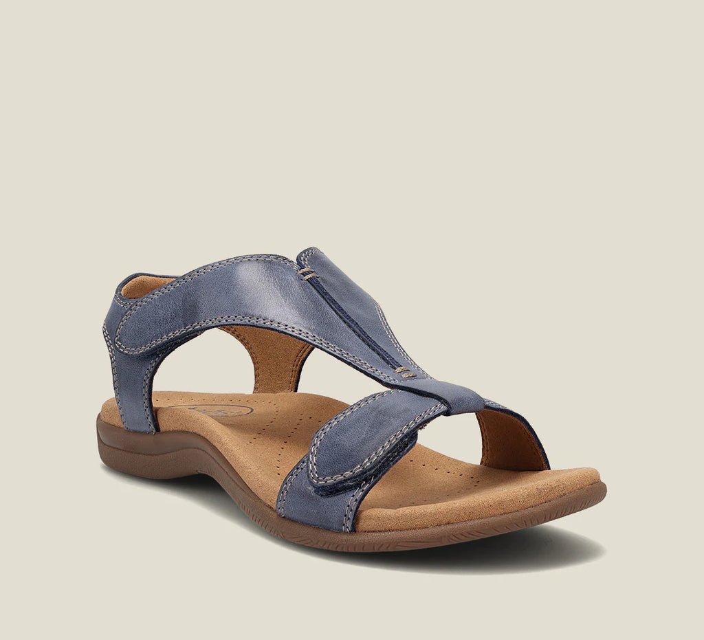 Momount ortopædiske sandaler dame – læder med velcro og svangstøtte til gåture