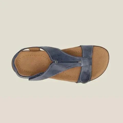 Momount ortopædiske sandaler dame – læder med velcro og svangstøtte til gåture