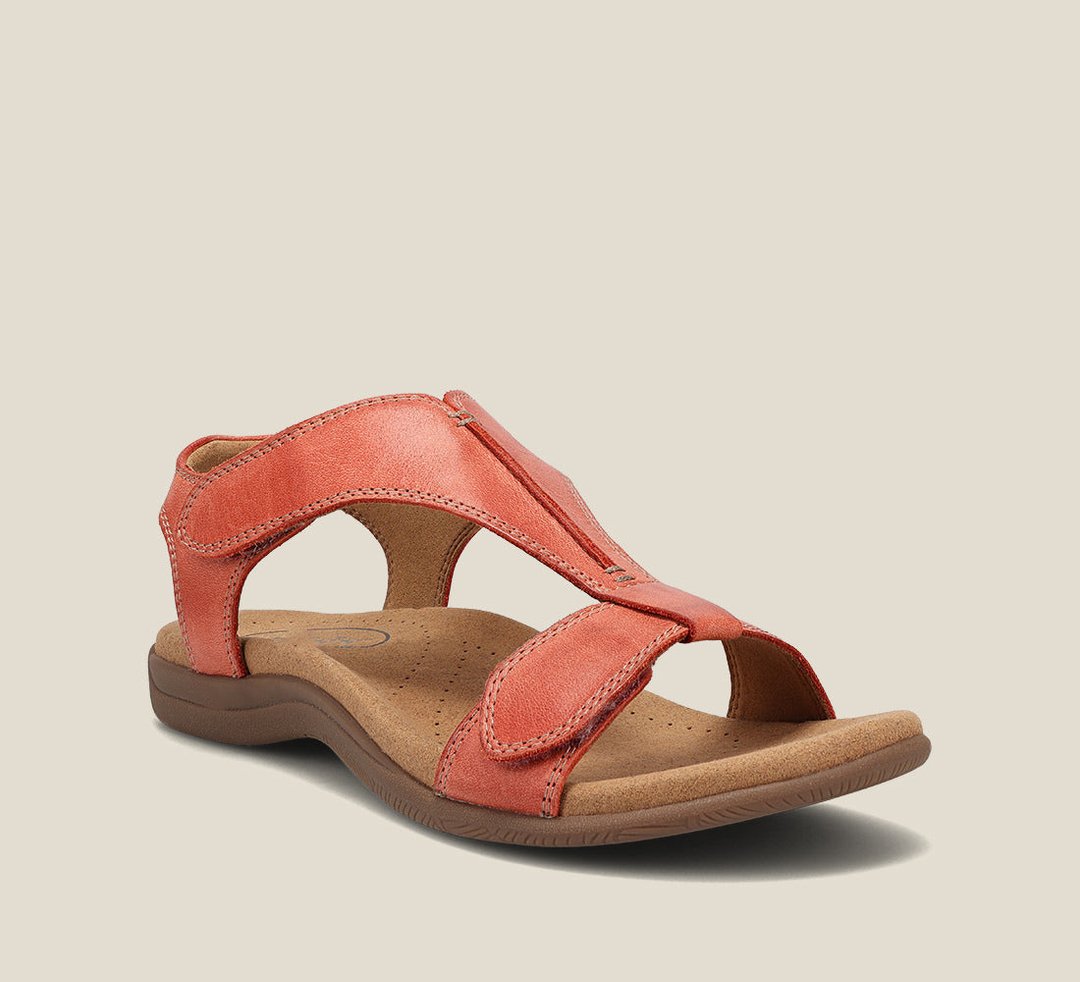 Momount ortopædiske sandaler dame – læder med velcro og svangstøtte til gåture