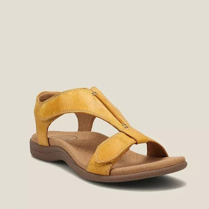 Momount ortopædiske sandaler dame – læder med velcro og svangstøtte til gåture