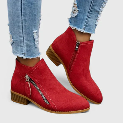 Theodora denim ankelstøvler – Vintage damestøvler med lynlås