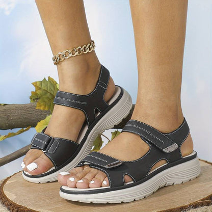 Damesandaler med velcro – Ortopædisk støtte og åben tå til sommer