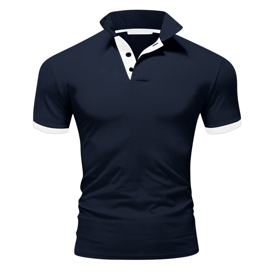 Momount Men Polo Shirt – Stand Collar Contrast Trim Slim Fit