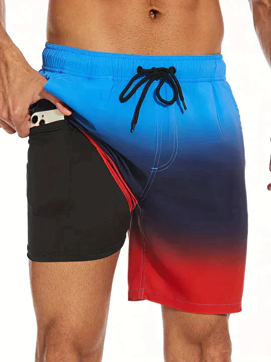 Herrebadeshorts med palmeprint – Mesh-foer og hurtigtørrende skal