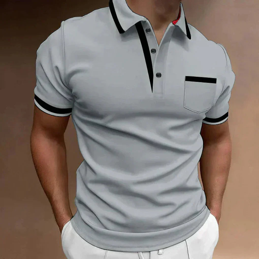 Momount herrepoloshirt – kontrastkanter og brystlomme i klassisk look