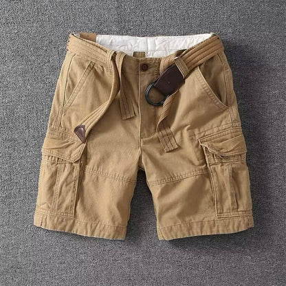 Klassiske herrecargoshorts – Bomuld med bælte og knaplukning