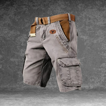 Vintage herrecargoshorts – Vasket bomuld med bælte og distressed look