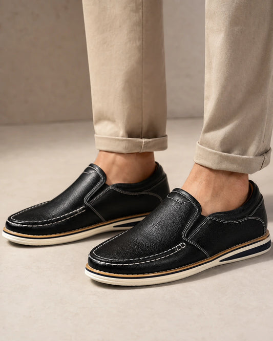 Håndsyede slip-on-loafers til mænd med elastiske paneler — image 1
