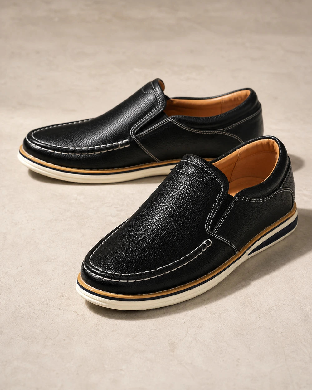 Håndsyede slip-on-loafers til mænd med elastiske paneler — image 2