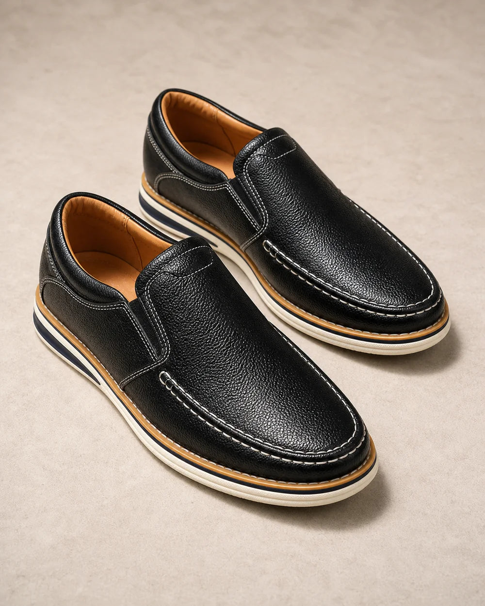 Håndsyede slip-on-loafers til mænd med elastiske paneler — image 4