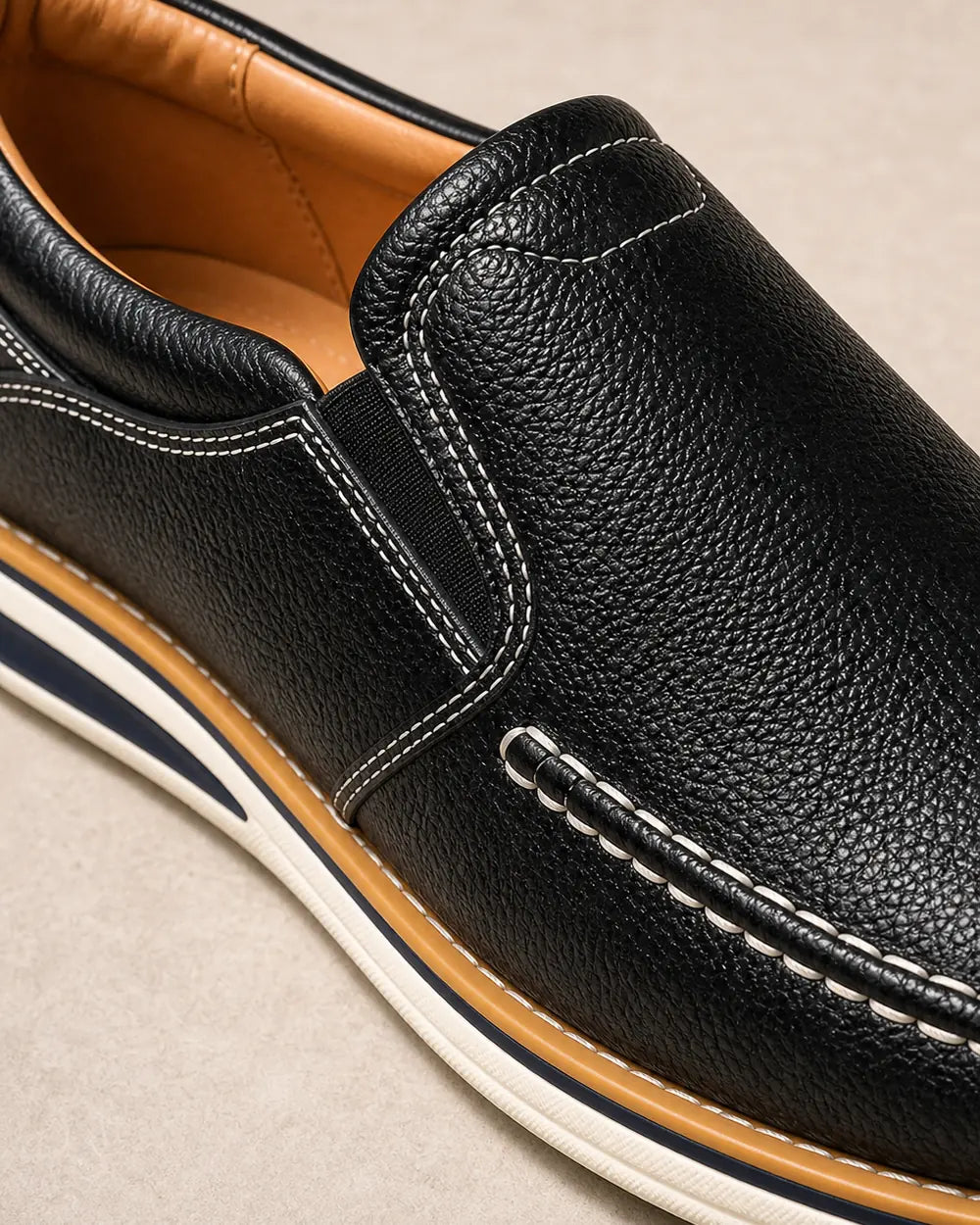 Håndsyede slip-on-loafers til mænd med elastiske paneler — image 5