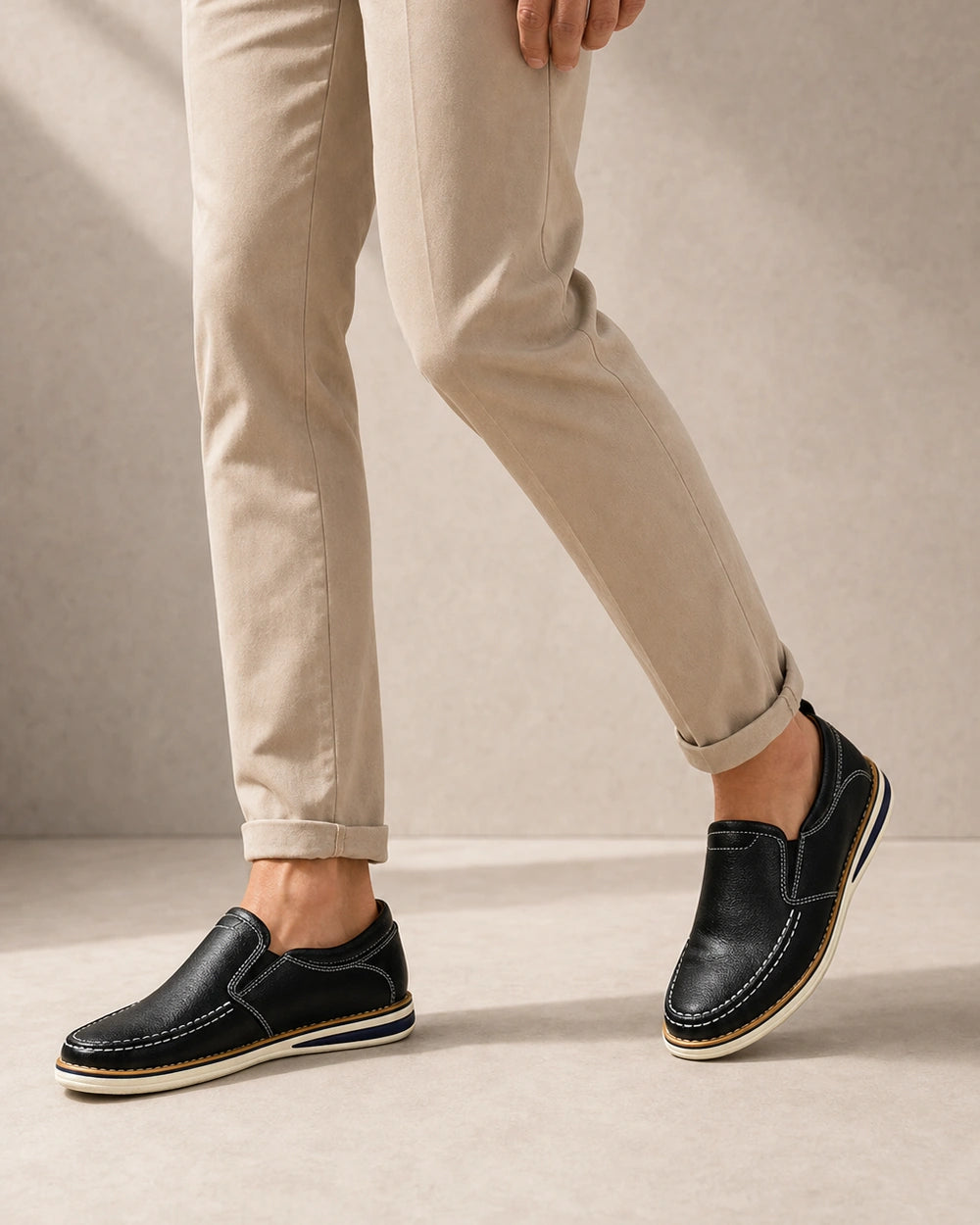Håndsyede slip-on-loafers til mænd med elastiske paneler — image 6