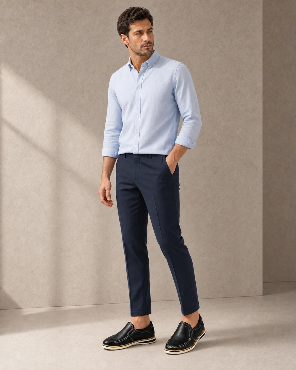 Håndsyede slip-on-loafers til mænd med elastiske paneler — image 7