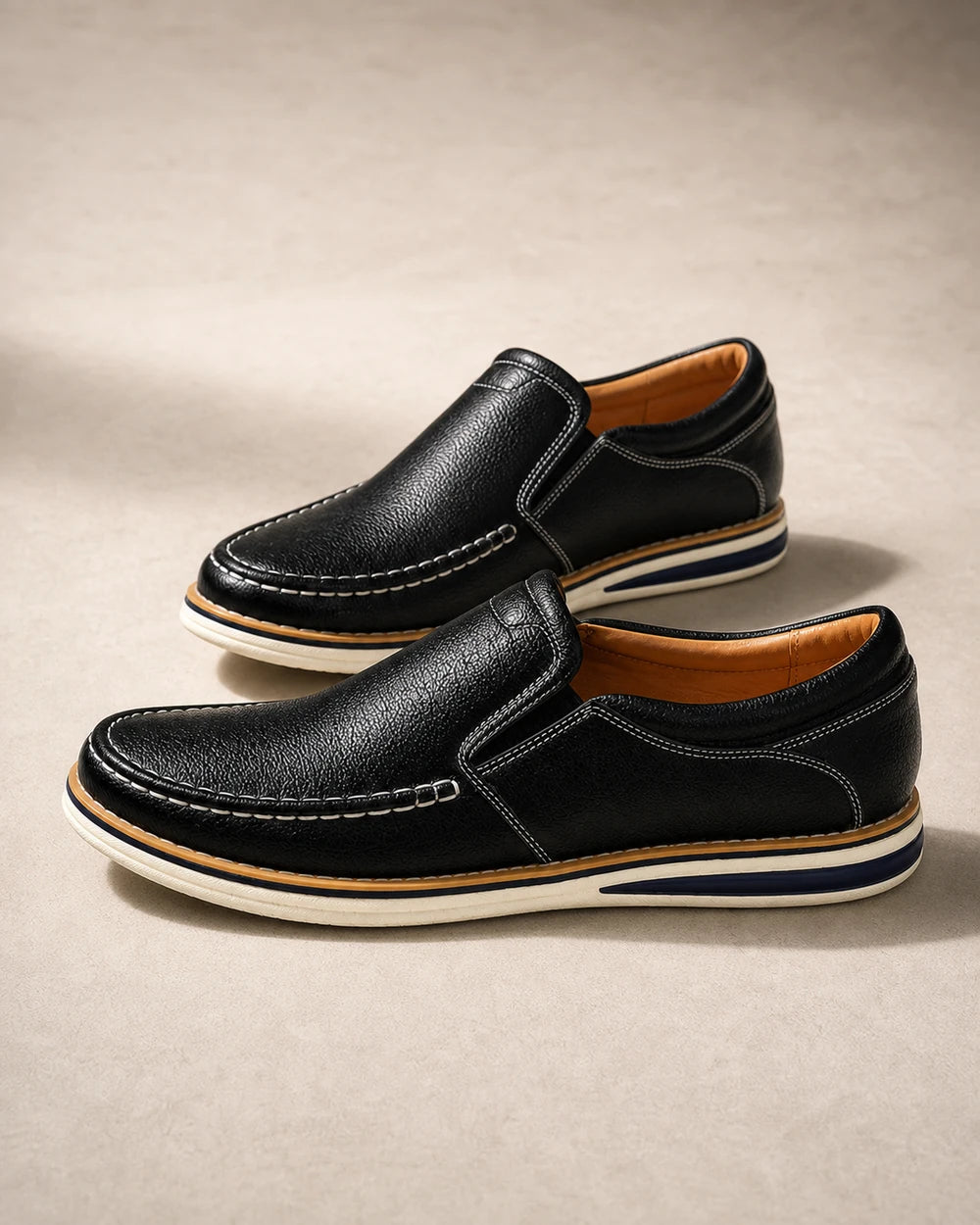 Håndsyede slip-on-loafers til mænd med elastiske paneler — image 8
