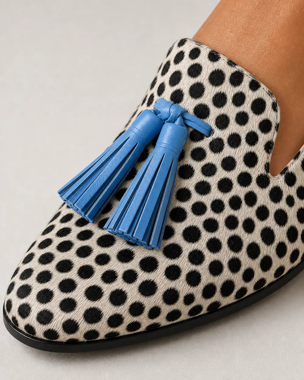 Mønstrede loafers med blå kvaster — Produktbillede 6