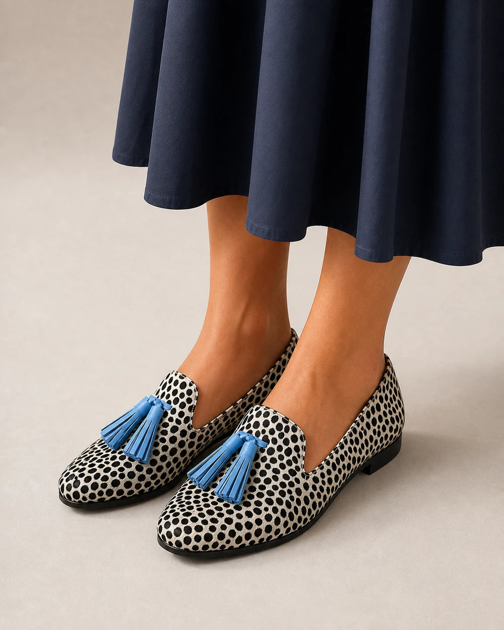 Mønstrede loafers med blå kvaster — Produktbillede 8