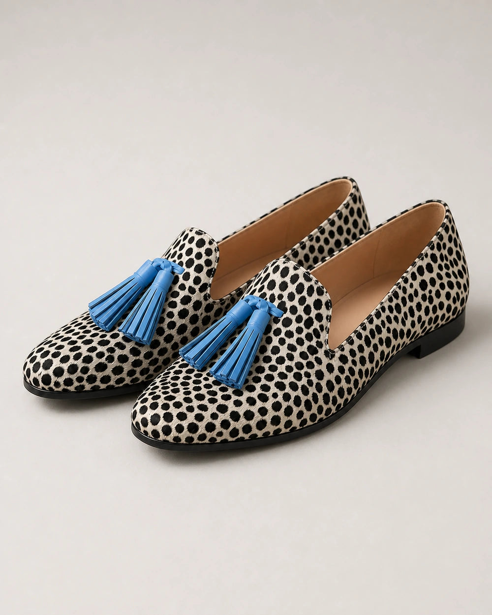 Mønstrede loafers med blå kvaster — Produktbillede 9