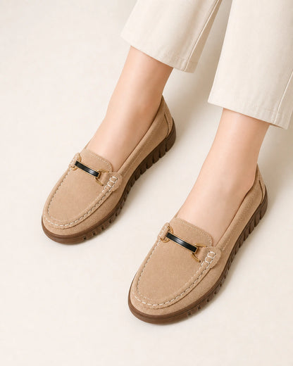 Loafers med kraftig sål og gyldent spænde — Produktbillede 5