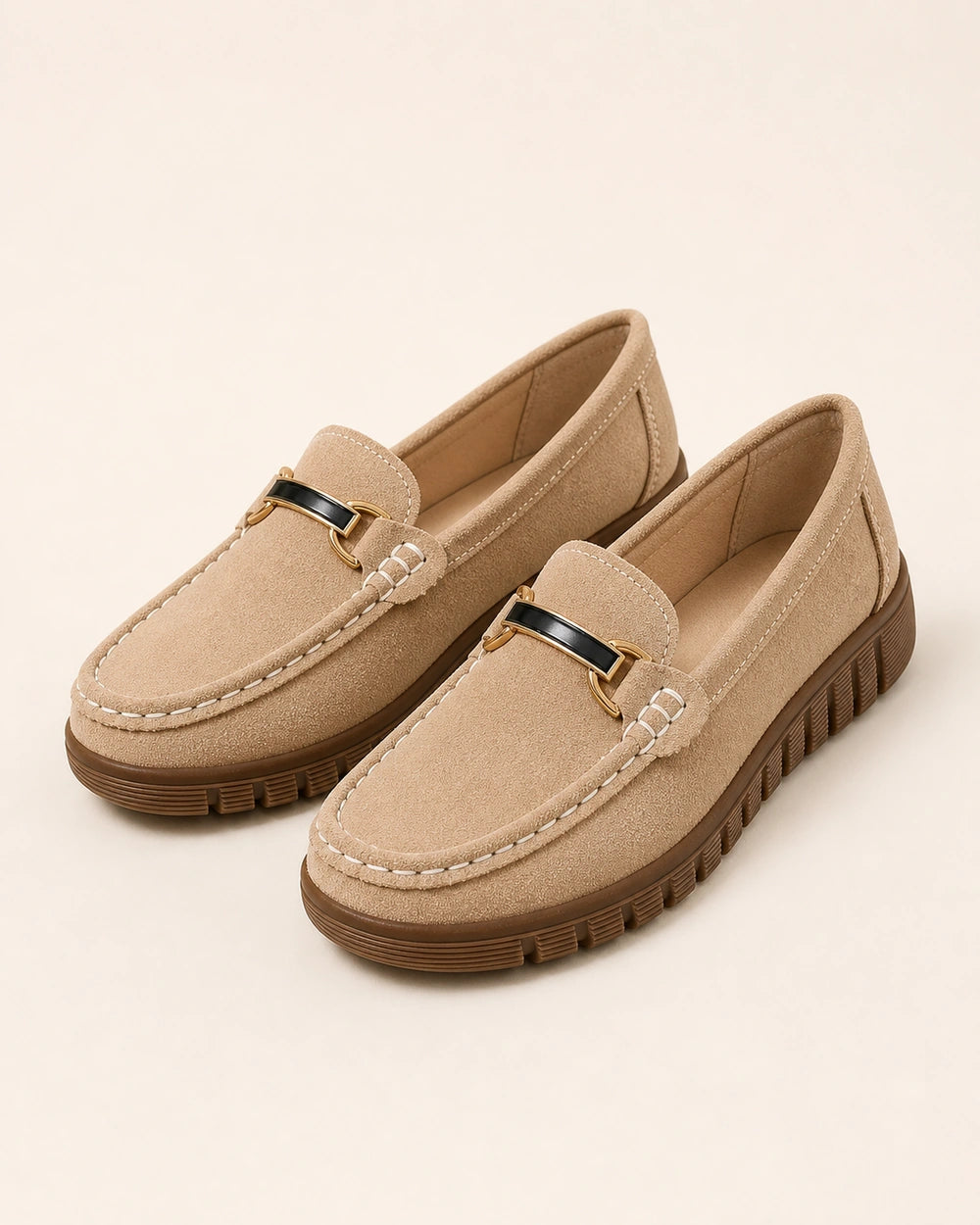 Loafers med kraftig sål og gyldent spænde — Produktbillede 9