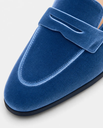 Blå loafers til kvinder med tone-i-tone rem — Produktbillede 6