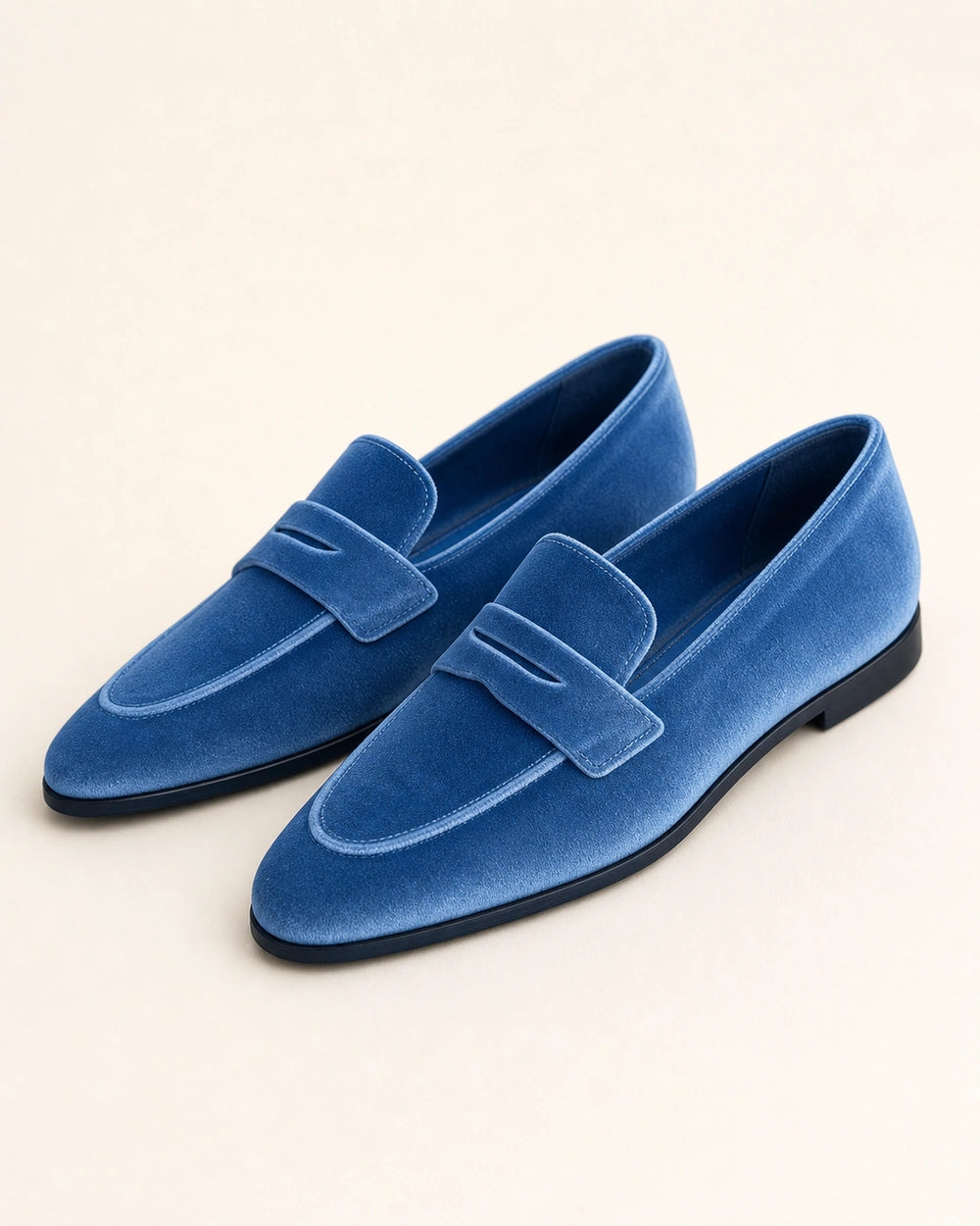 Blå loafers til kvinder med tone-i-tone rem — Produktbillede 9