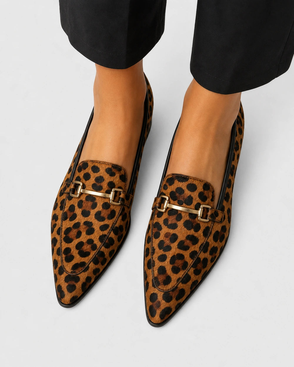 Spidse leopardloafers med metalspænde — Produktbillede 5