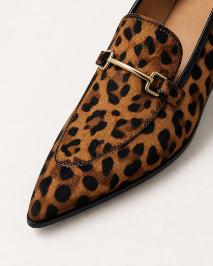 Spidse leopardloafers med metalspænde — Produktbillede 6