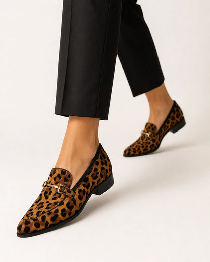 Spidse leopardloafers med metalspænde — Produktbillede 7