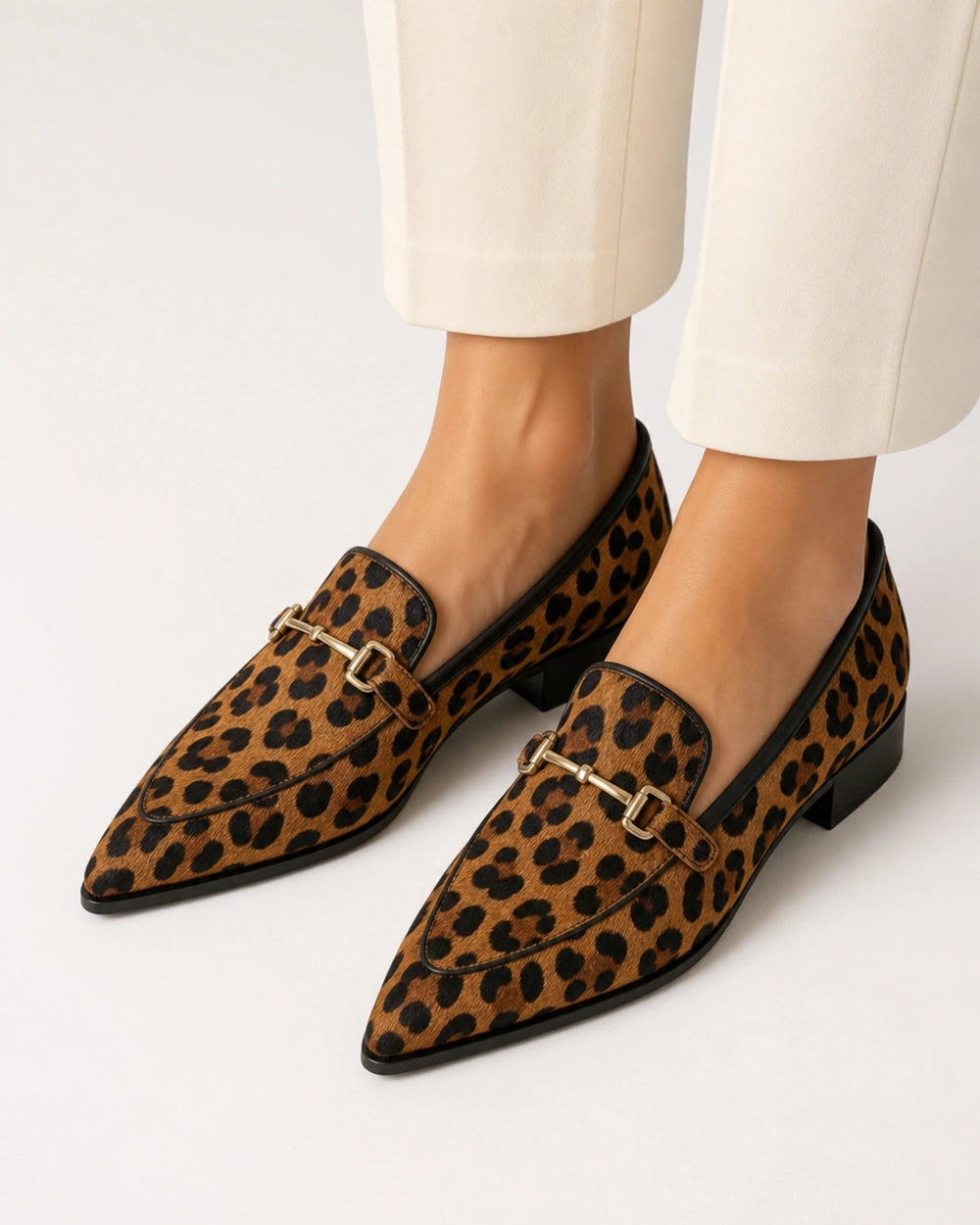 Spidse leopardloafers med metalspænde — Produktbillede 8