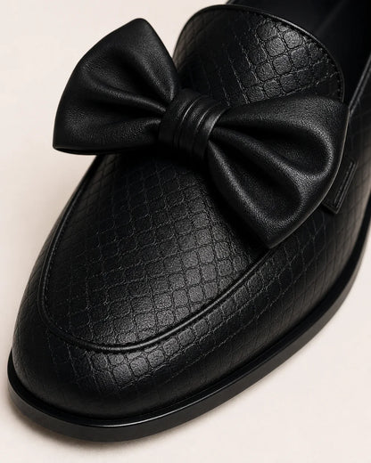 Sorte loafers med sløjfe og lav hæl — Produktbillede 6