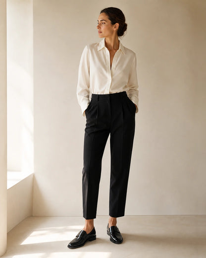 Blank sorte loafers til kvinder med rem — Produktbillede 2