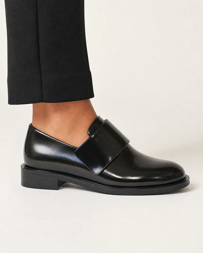 Blank sorte loafers til kvinder med rem — Produktbillede 4