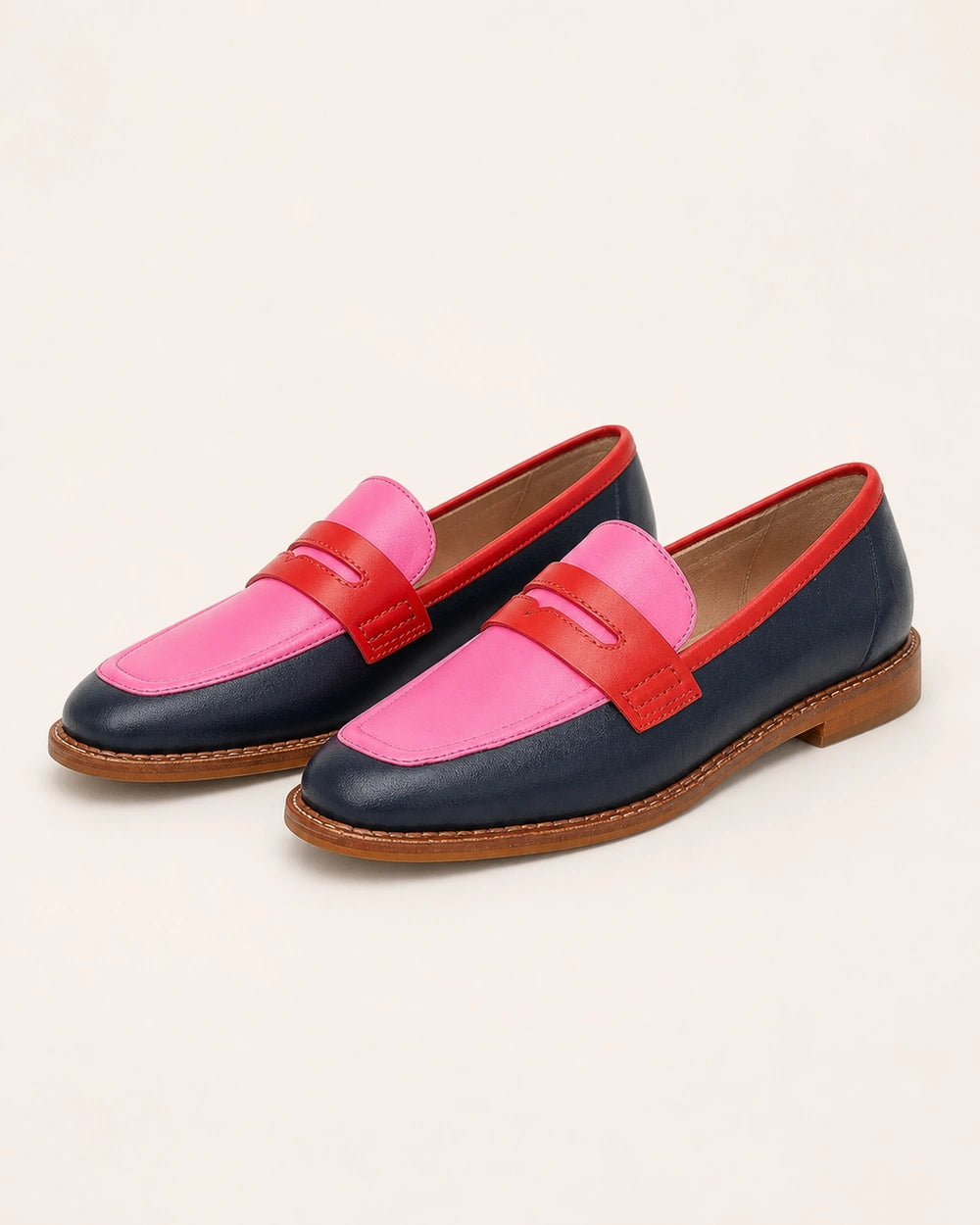 Sorte og lyserøde loafers med rem — Produktbillede 9