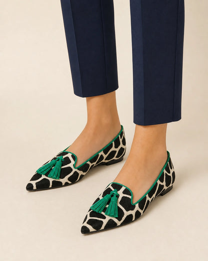 Spidse loafers med ko-print og kvaster — Produktbillede 2