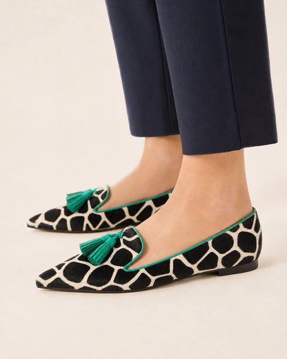 Spidse loafers med ko-print og kvaster — Produktbillede 4