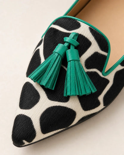 Spidse loafers med ko-print og kvaster — Produktbillede 6