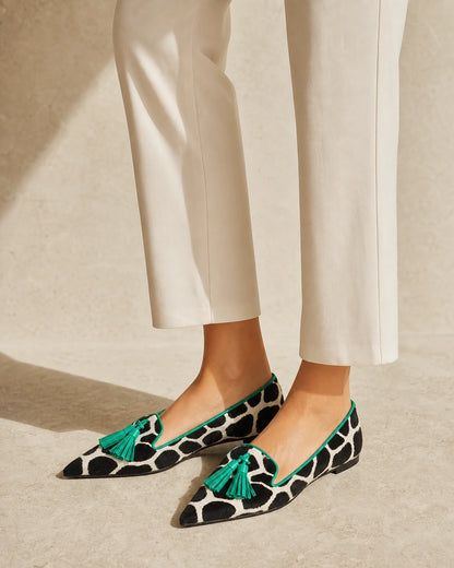 Spidse loafers med ko-print og kvaster — Produktbillede 8
