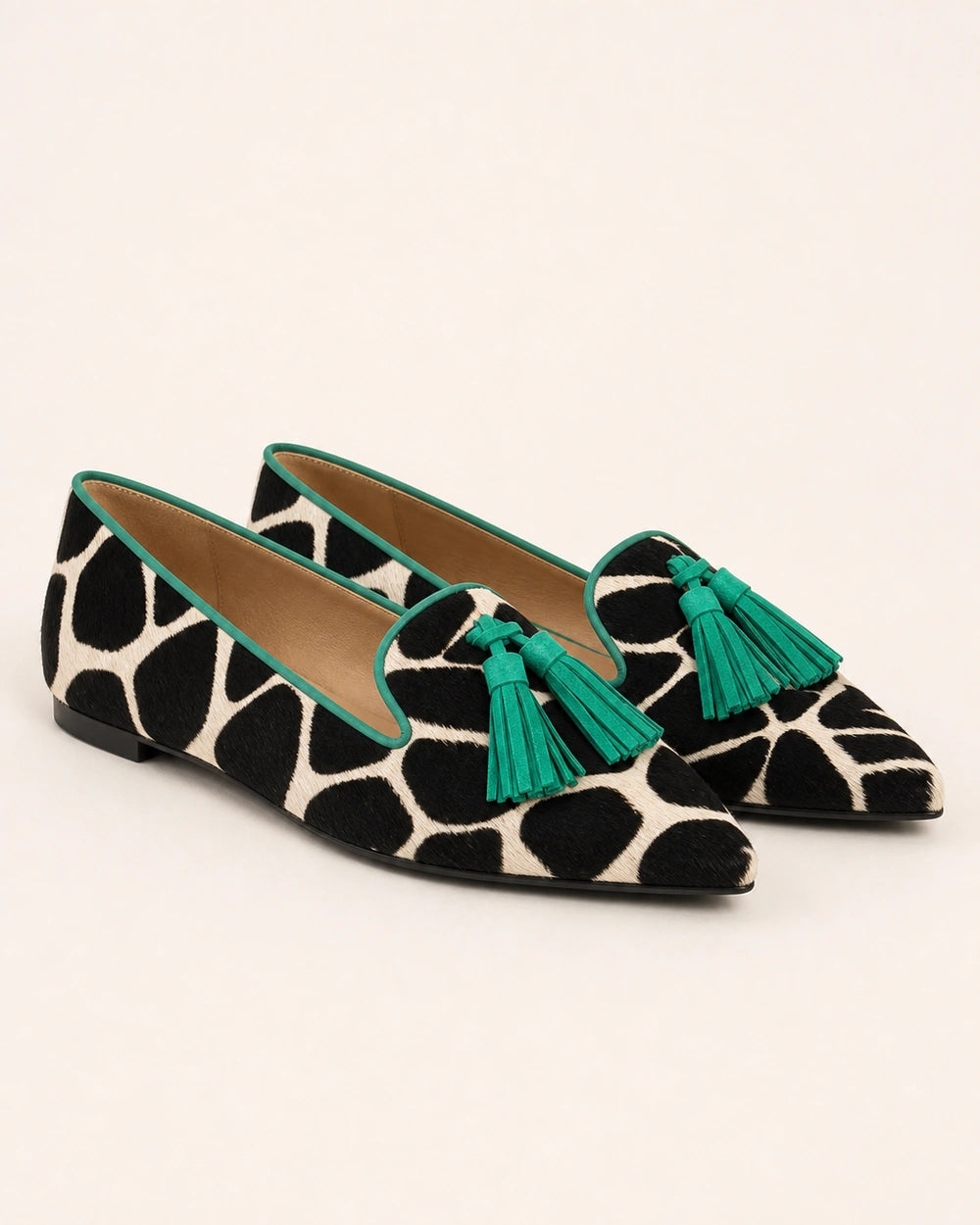 Spidse loafers med ko-print og kvaster — Produktbillede 9