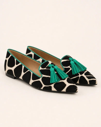 Spidse loafers med ko-print og kvaster — Produktbillede 9