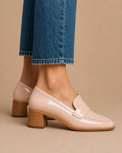 Blank pudderrosa loafers med lav hæl — Produktbillede 4