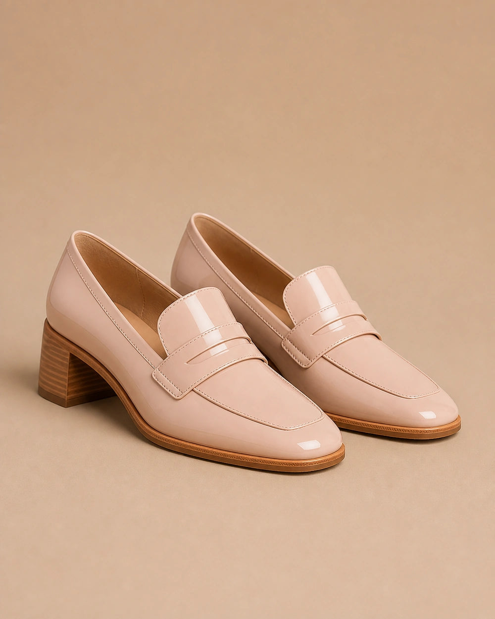 Blank pudderrosa loafers med lav hæl — Produktbillede 9