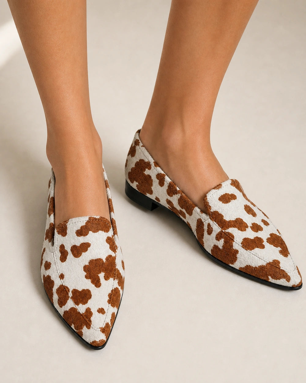 Spidse loafers til kvinder med ko-print — Produktbillede 5