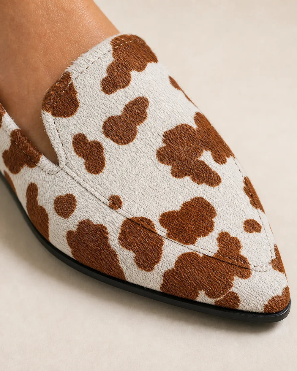 Spidse loafers til kvinder med ko-print — Produktbillede 6
