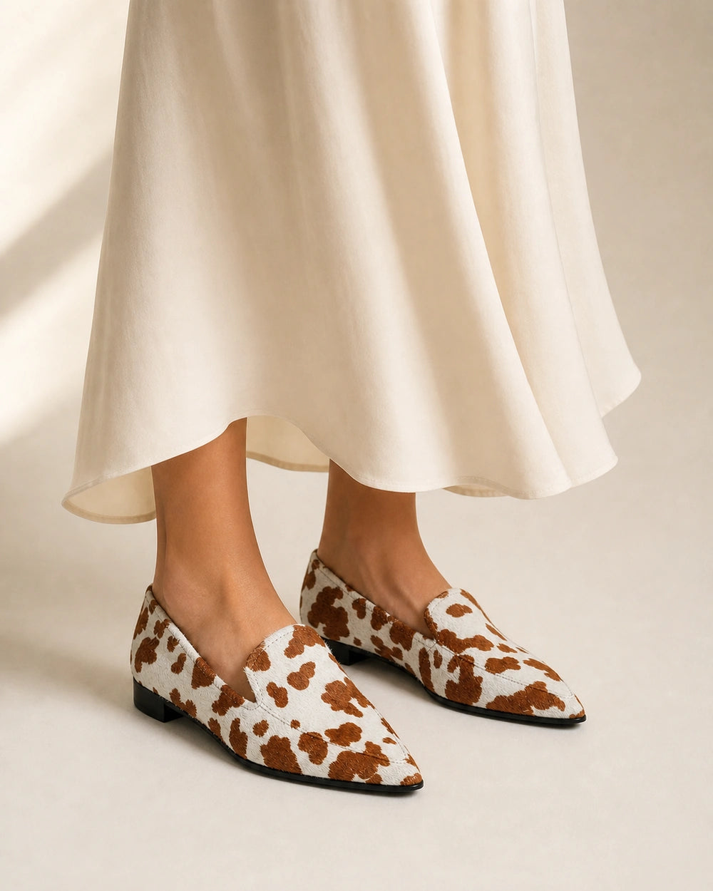 Spidse loafers til kvinder med ko-print — Produktbillede 8