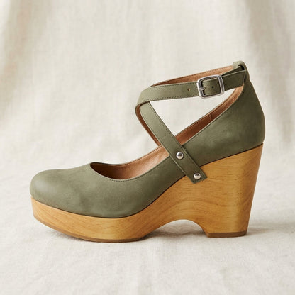 Momount Clog Wedge Sandals - green_side