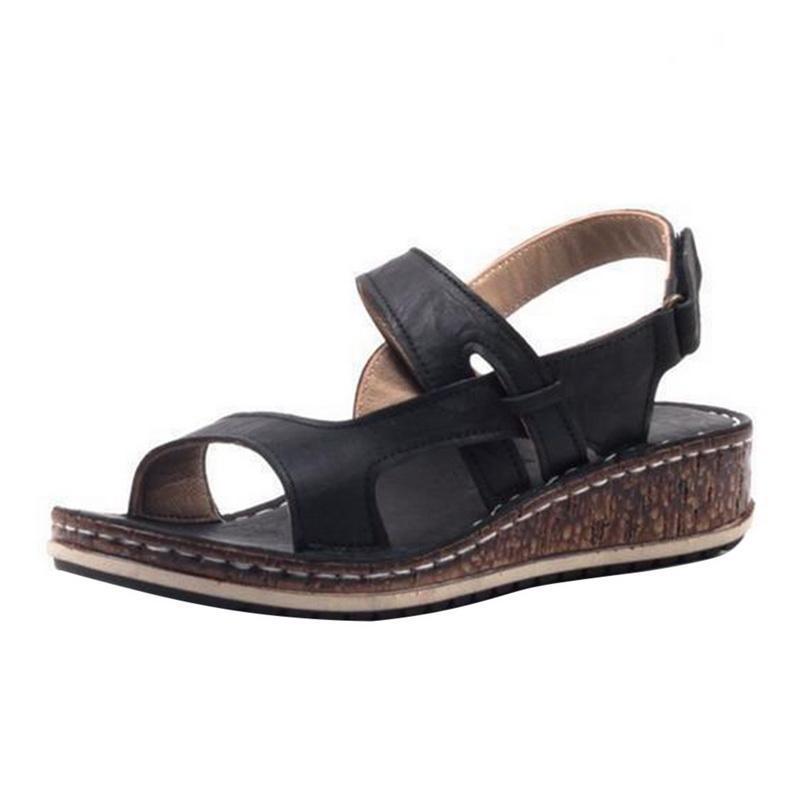 Momount kile-sandaler dame – brun læder med peep-toe og slingback til sommer