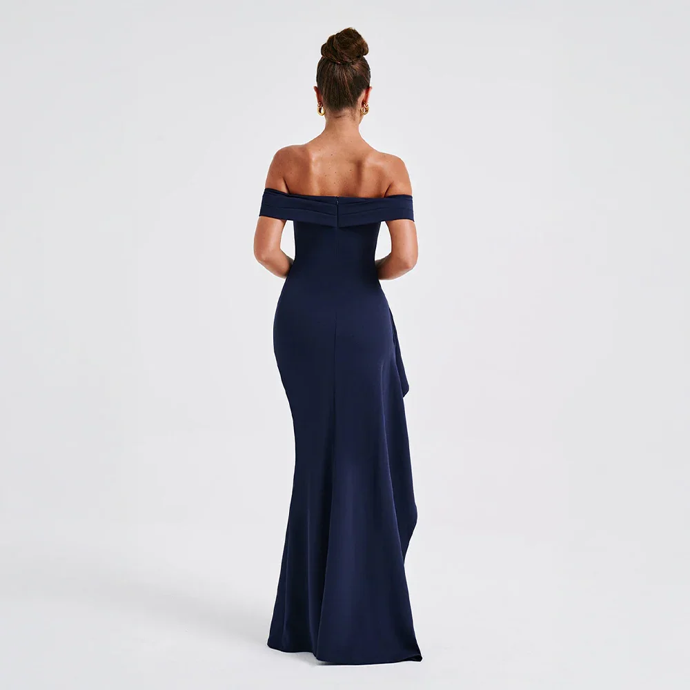 Daniela | Maxikjole Elegant Off Shoulder Drapéret Høj Slids Aften